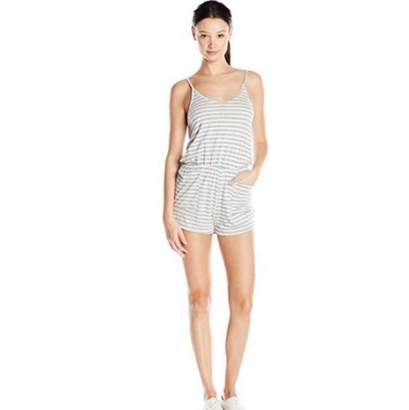 Comune Pants - MICHELLE By Comune Laguna Striped Romper Grey and White Size Medium